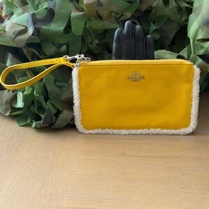 Coach Mustarf  Wristlet with Shearling Edges EUC